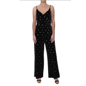 Black Velvet Star-Embroidered Jumpsuit